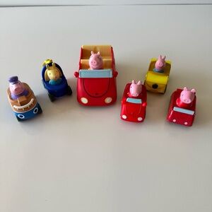 Peppa Pig Toy Car Set - Red, Yellow, Blue Bundle of 6